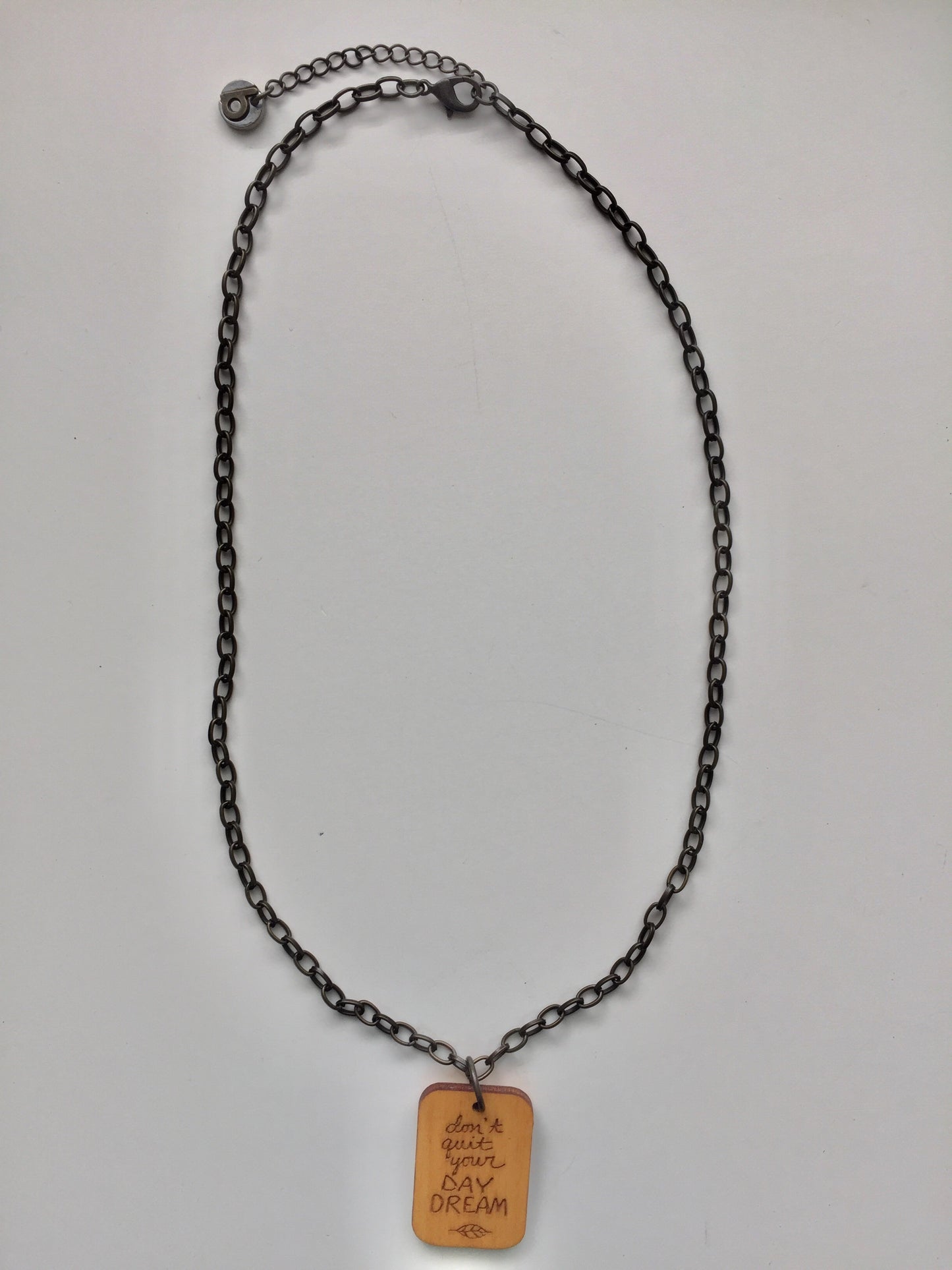 "Don't Quit Your Daydream" Wood Necklace
