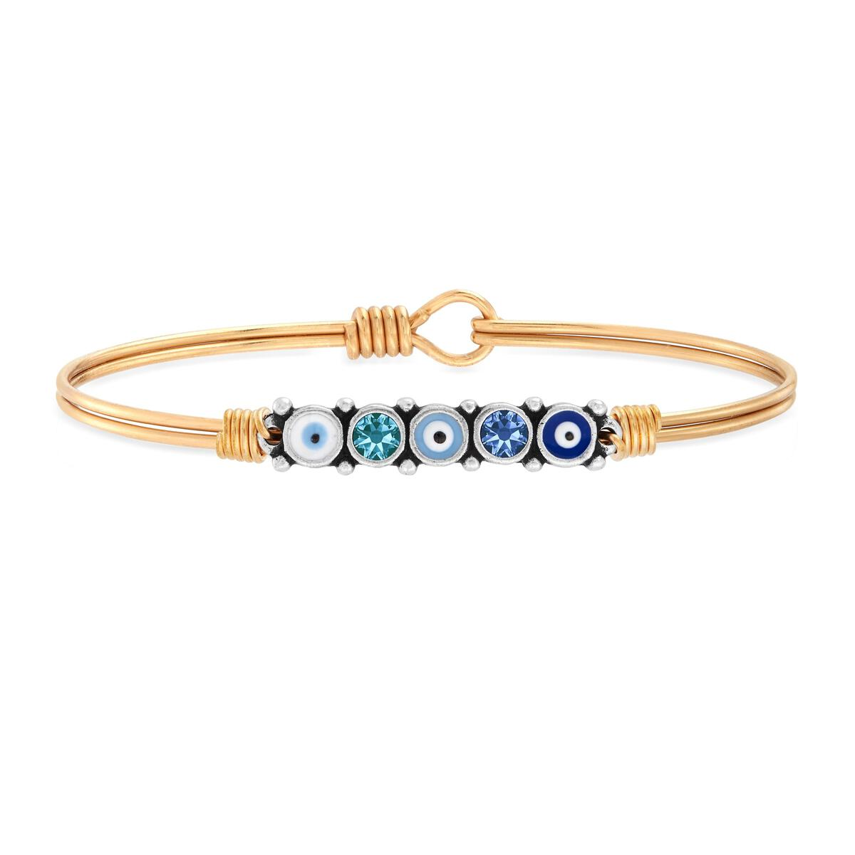 Blue Ombre Evil Eye Bangle Bracelet