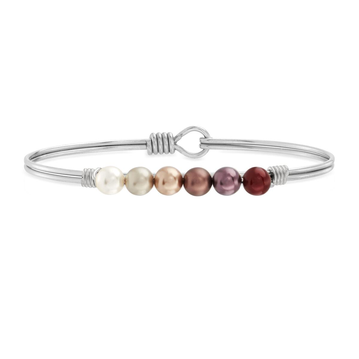 Luca + Danni Burgandy Ombre Crystal Pearl Bangle Bracelet