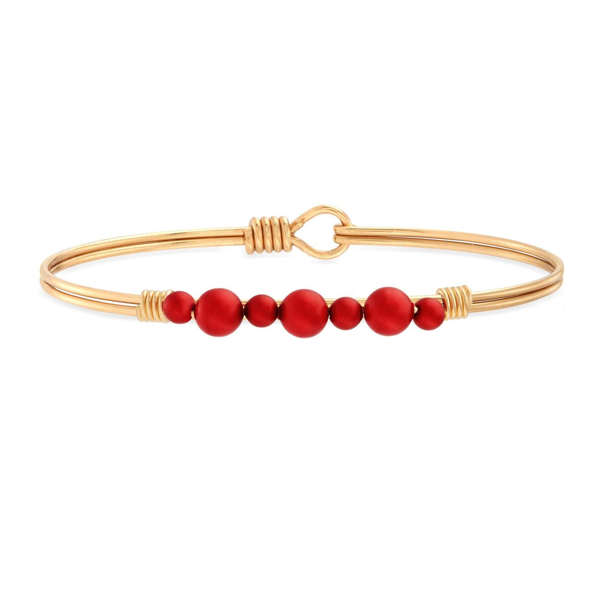 Graduated Crystal Pearl Bangle Bracelet (Scarlet)