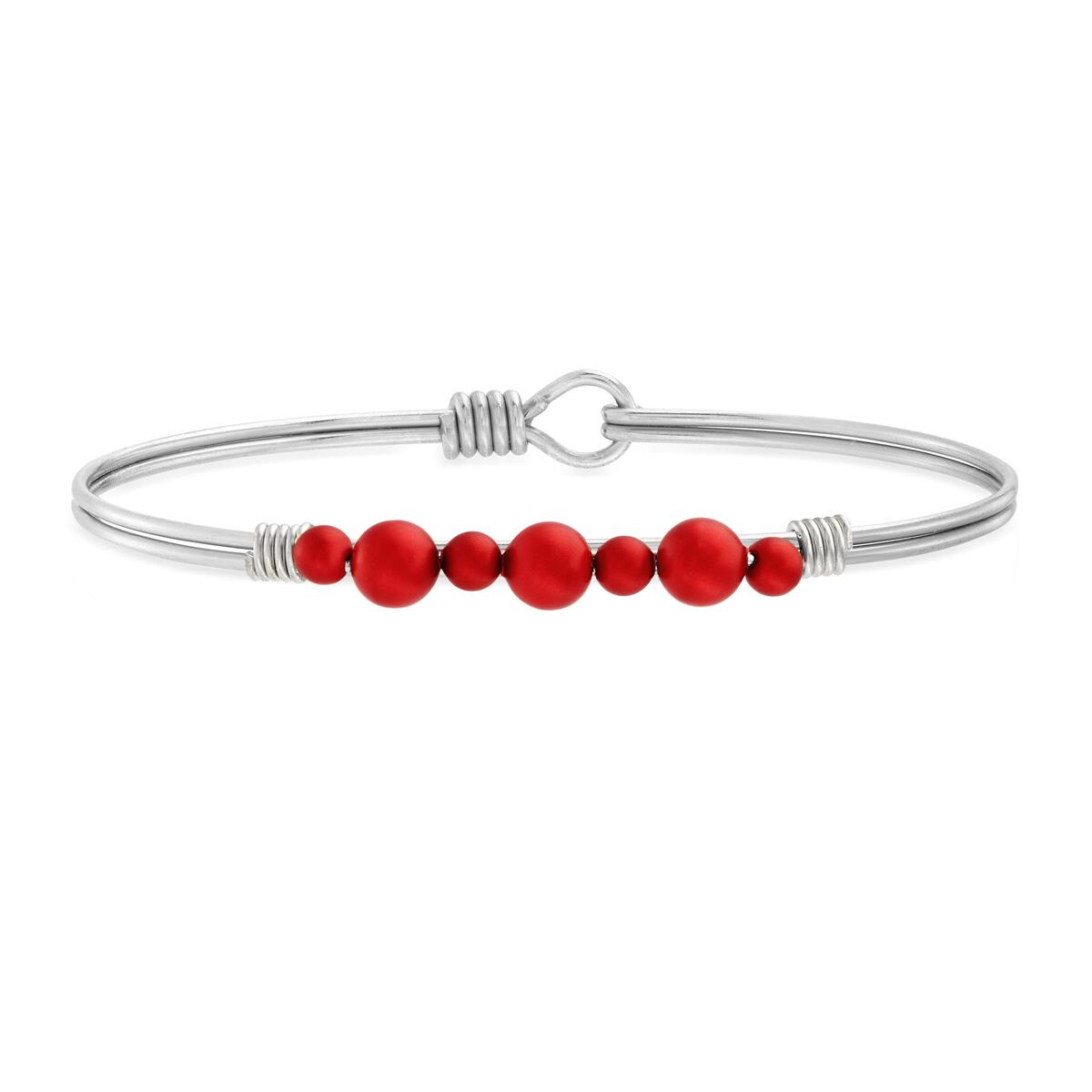 Graduated Crystal Pearl Bangle Bracelet (Scarlet)