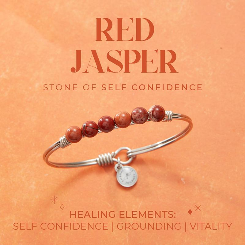 Luca + Danni Red Jasper Energy Stone Bangle Bracelet (Self Confidence)