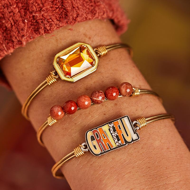 Luca + Danni Red Jasper Energy Stone Bangle Bracelet (Self Confidence)