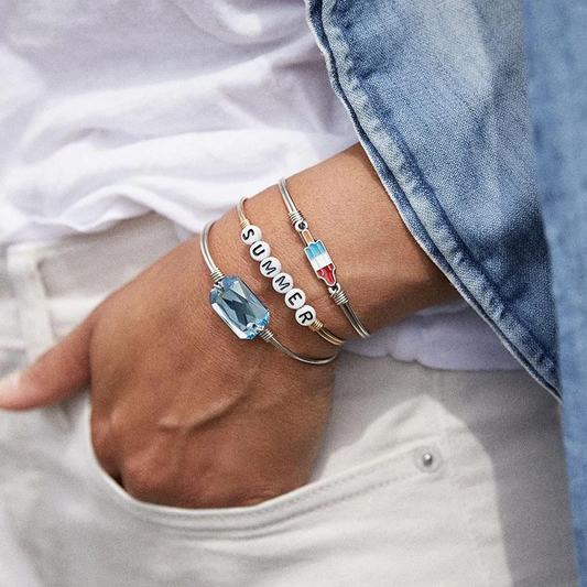 Summer Letter Bead Bangle Bracelet
