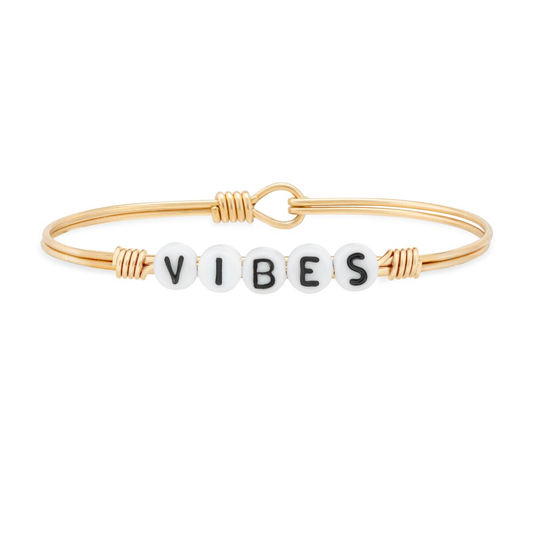 Vibes Letter Bead Bangle Bracelet