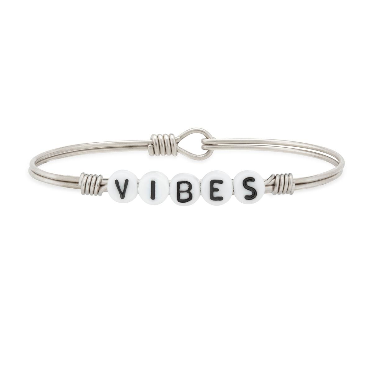 Vibes Letter Bead Bangle Bracelet