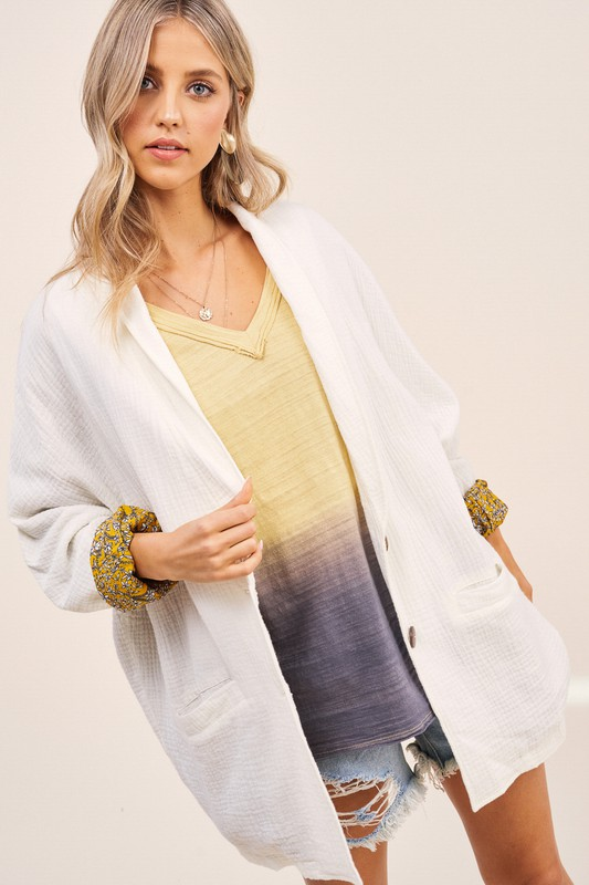 Peony Dip-Dye Top (Lemon)