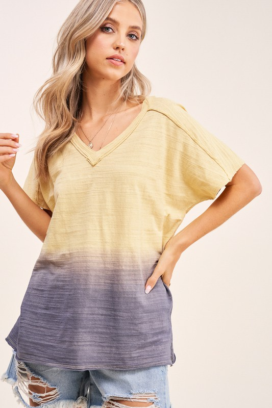 Peony Dip-Dye Top (Lemon)