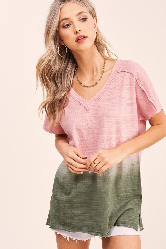 Peony Dip-Dye Top (Peach)
