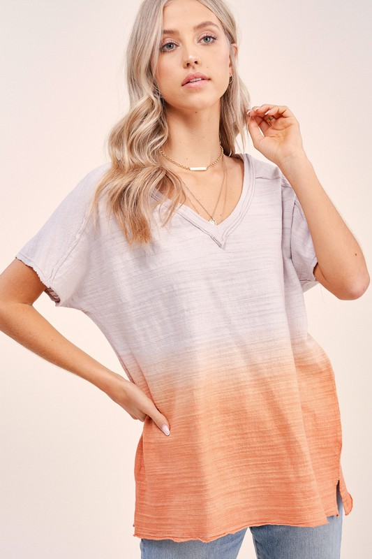 Peony Dip-Dye Top (Silver)