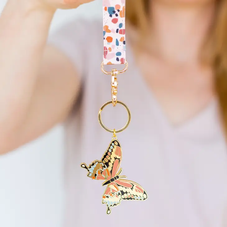 Pink Terrazzo Wristlet Keychain