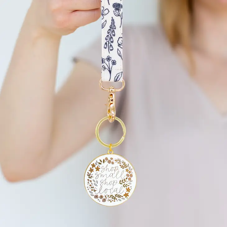 Pressed Floral Wristlet Keychain