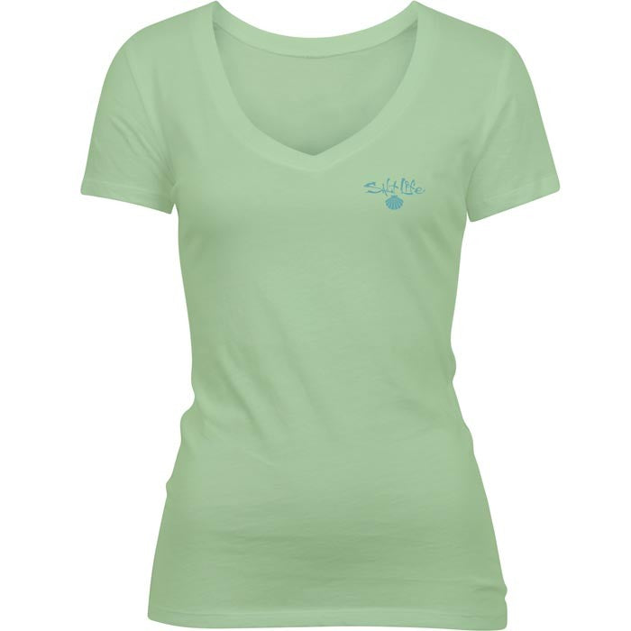Tropescado Shell Ladies V-neck Tee (S)