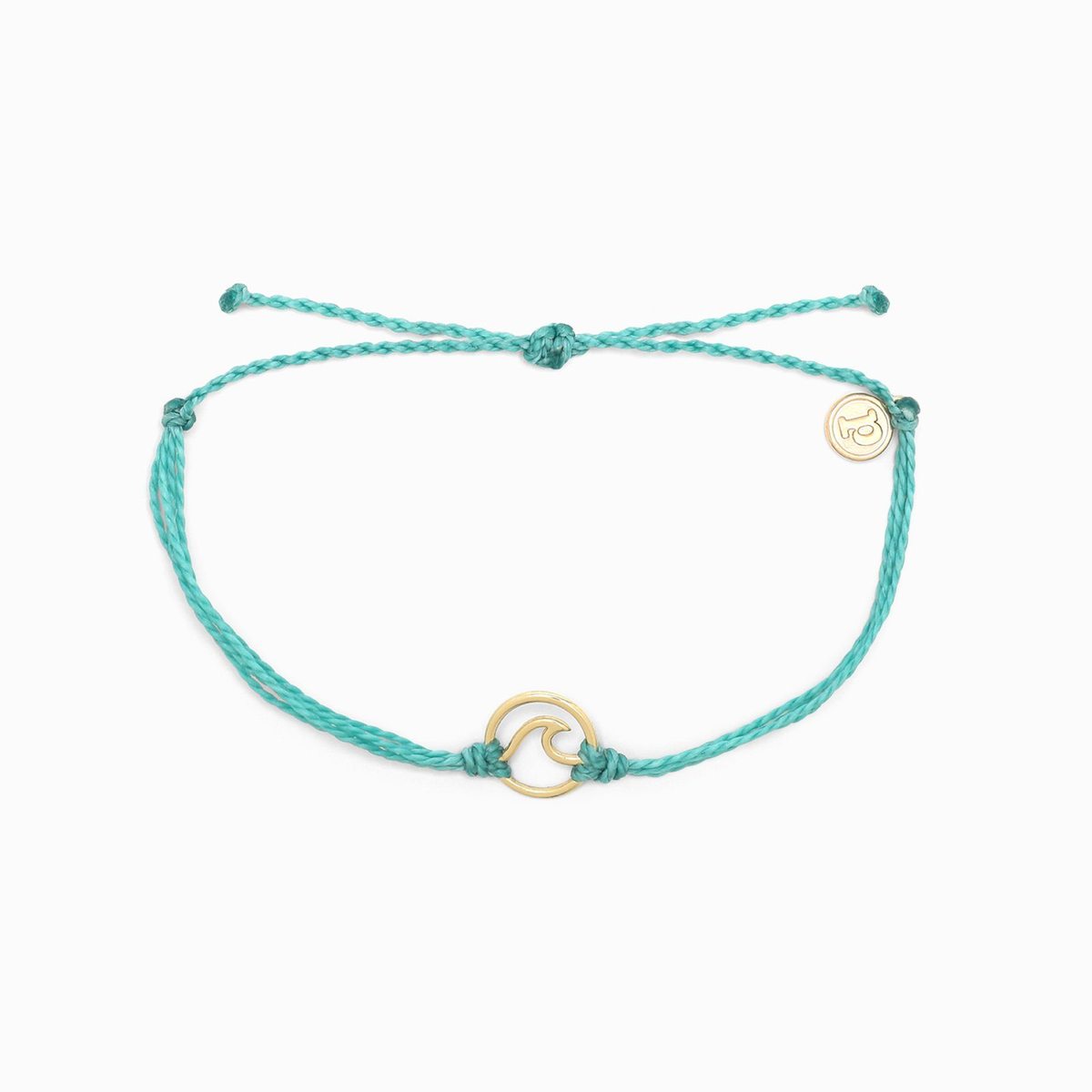 Pura Vida Gold Wave Charm Bracelet (Aqua)