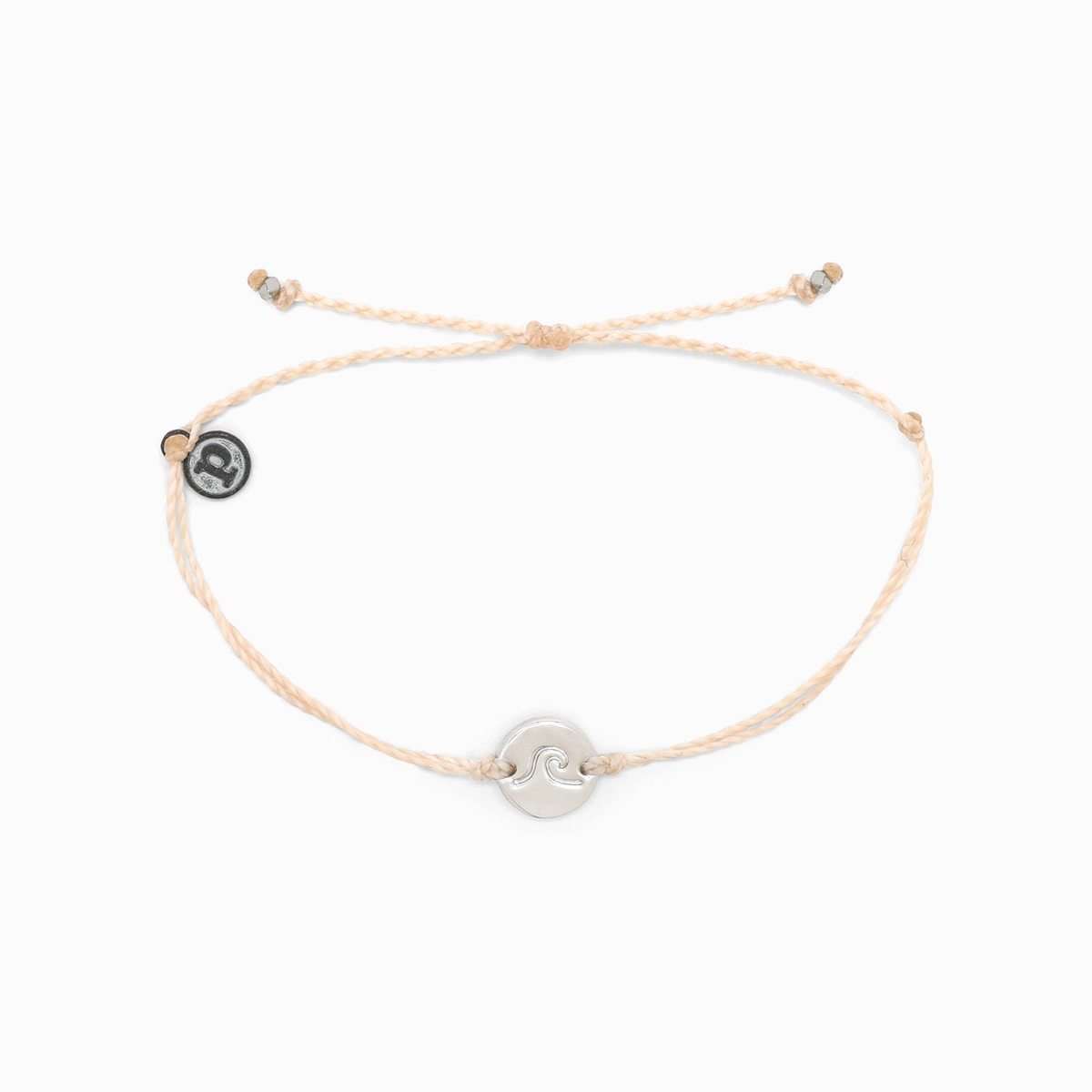 Pura Vida Silver Wave/Surf Coin Charm Bracelet (Vanilla)