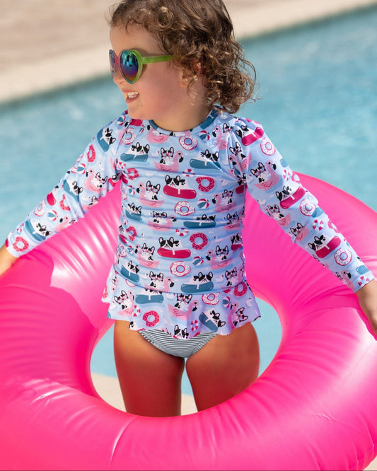 Pool Pups Girls Long Sleeve Sun Shirt and Bottom Set