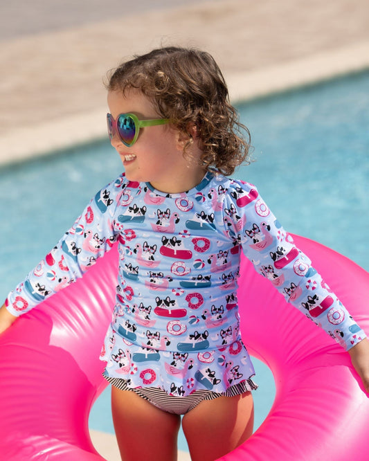 Pool Pups Girls Long Sleeve Sun Shirt and Bottom Set
