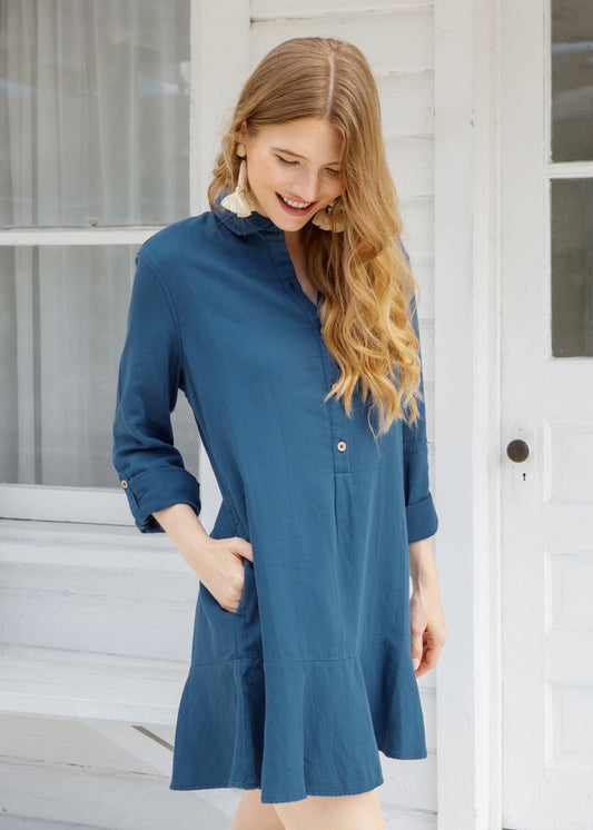 Harbor Gauze Button Front Shirt Dress