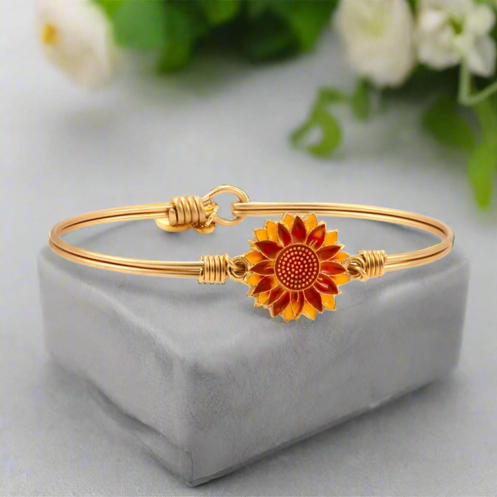 Autumn Sunflower Bangle Bracelet