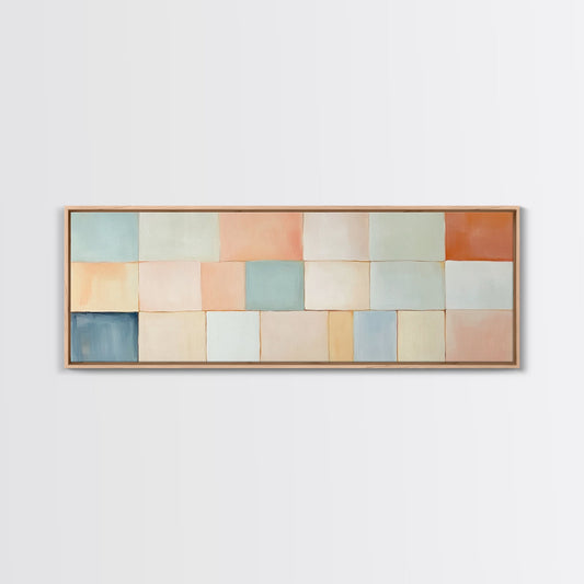 Modern Abstract Framed Canvas | Minimalist Mid Century Modern Wall Art | Large Horizontal Ultra Wide Framed Canvas | MCM Decor