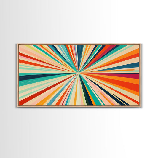 Boho Sun Canvas Print Retro Eclectic Wall Art, Pastel Colors, Preppy Decor, Mid Century Modern Wall Art, Minimalist Above Bed Decor