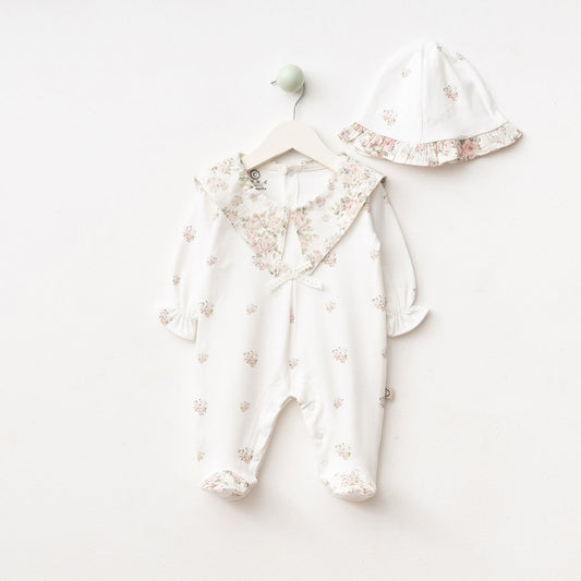 Ecru Romper-Hat Set