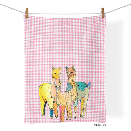 Llama Family Cotton Tea Towel