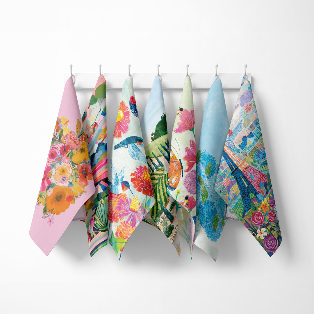 Blue Hydrangeas Cotton Tea Towel