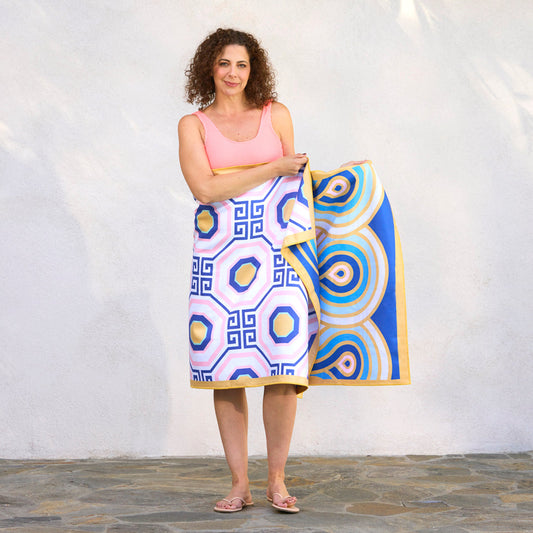 Greek Key Tiles Microfiber Go Big Towel