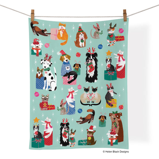 Happy Holidays 100% Cotton Tea Towel