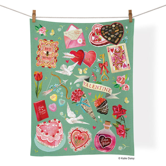 Valentines Classics 100% Cotton Tea Towel