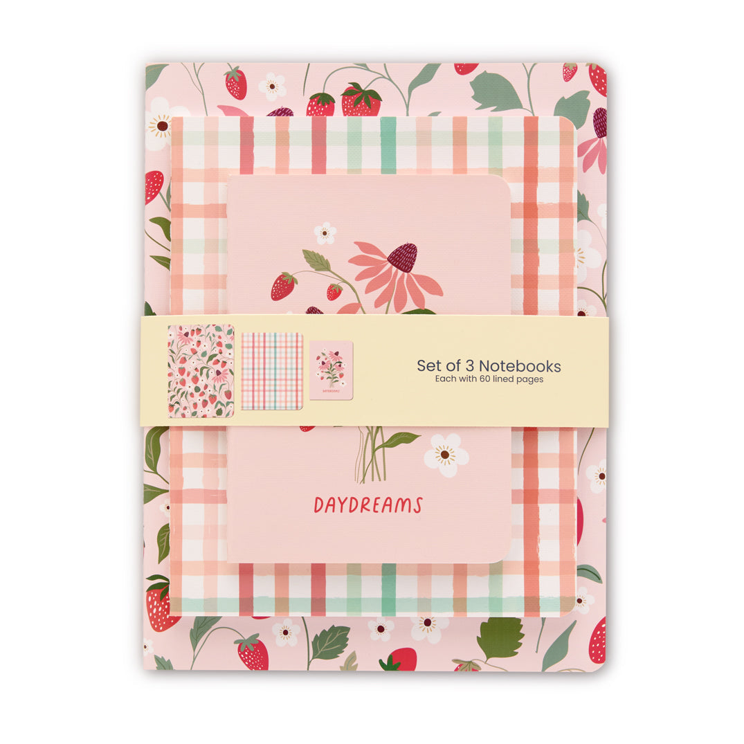 Strawberry Daydreams Stitched Notebook Set