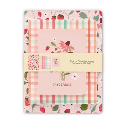 Strawberry Daydreams Stitched Notebook Set