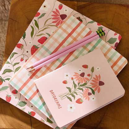 Strawberry Daydreams Stitched Notebook Set