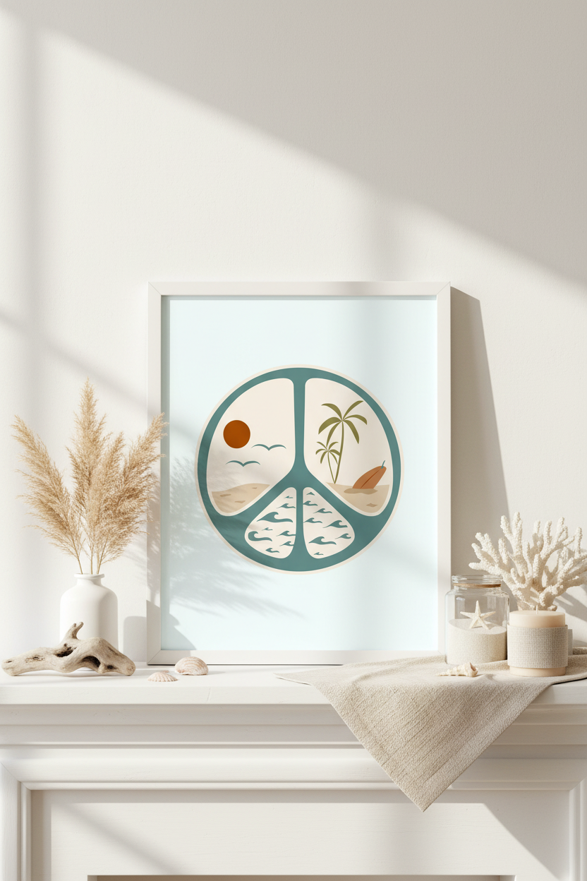 Beach Peace Sign Art Print