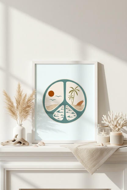 Beach Peace Sign Art Print
