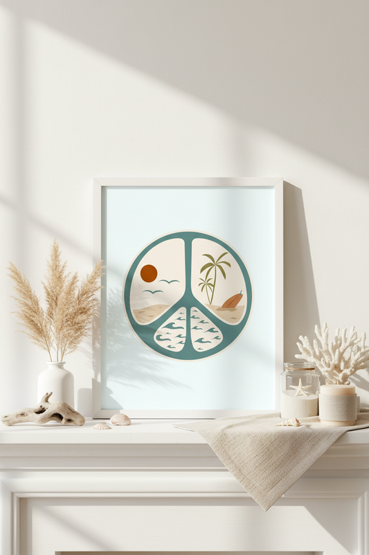 Beach Peace Sign Art Print