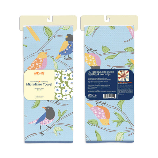 Floral Finch & Friends Microfiber Towel