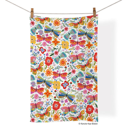 Butterfly Floral Cotton Tea Towel