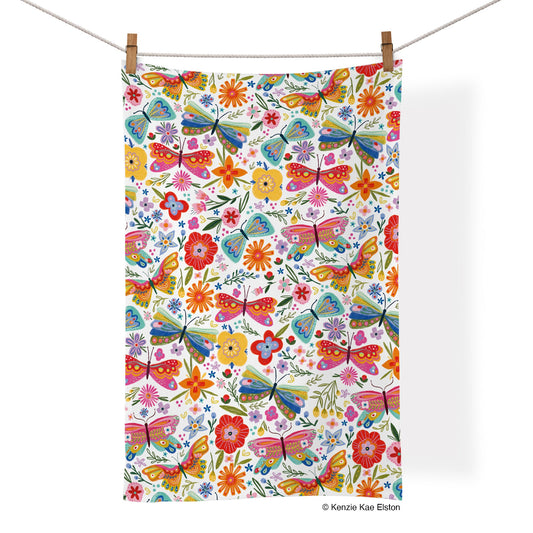 Butterfly Floral Cotton Tea Towel