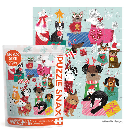 Holiday Gift Exchange 100 Piece Puzzle Snax