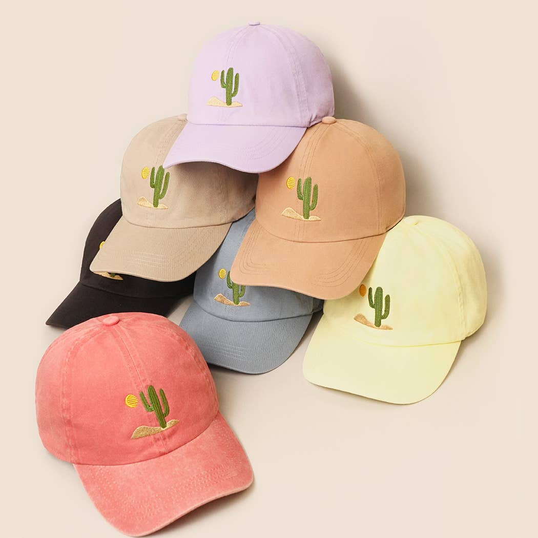 Cactus Embroidered Cotton Baseball Cap