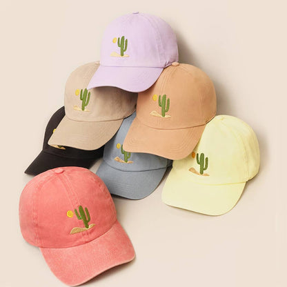 Cactus Embroidered Cotton Baseball Cap