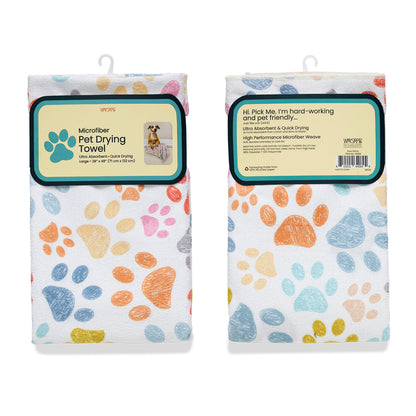 Paw Prints Pet Drying Microfiber Towel