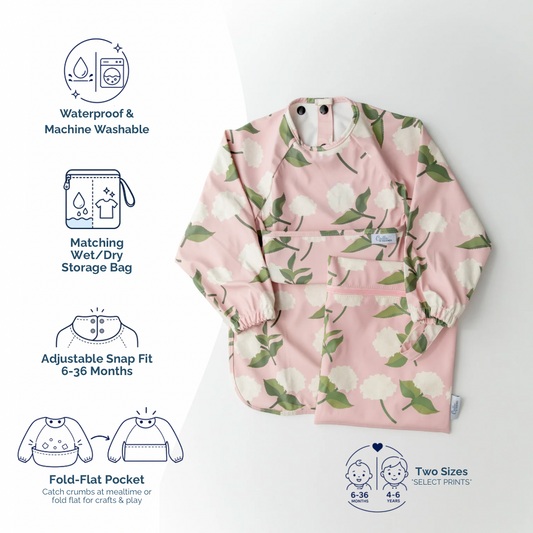 The Grayson Long Sleeve Bib - Hydrangeas