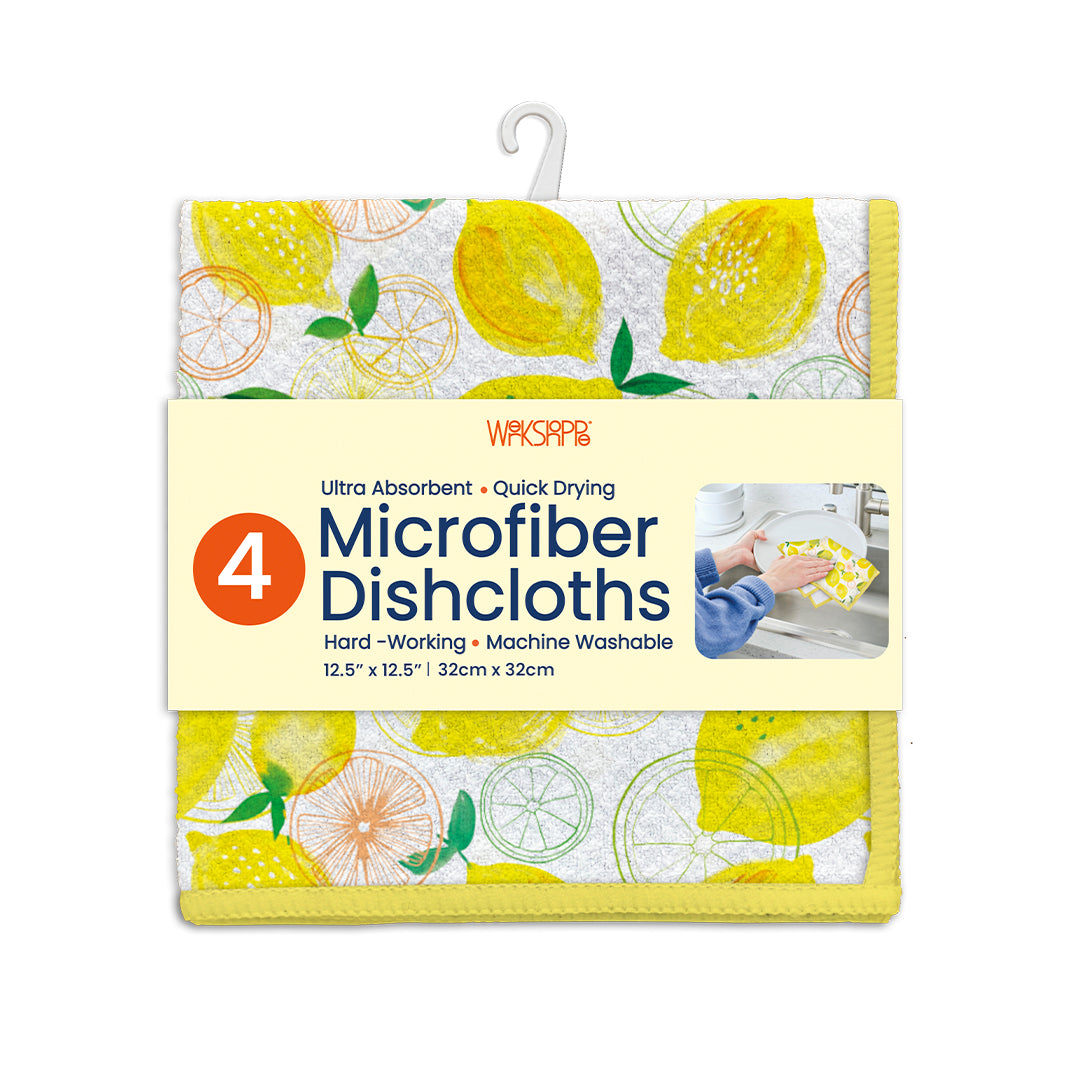 Lemon Plaid Microfiber Dishcloths