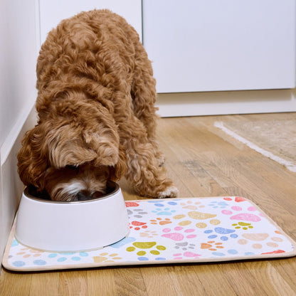 Paw Prints Pet Bowl Mat