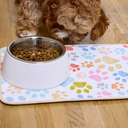 Paw Prints Pet Bowl Mat