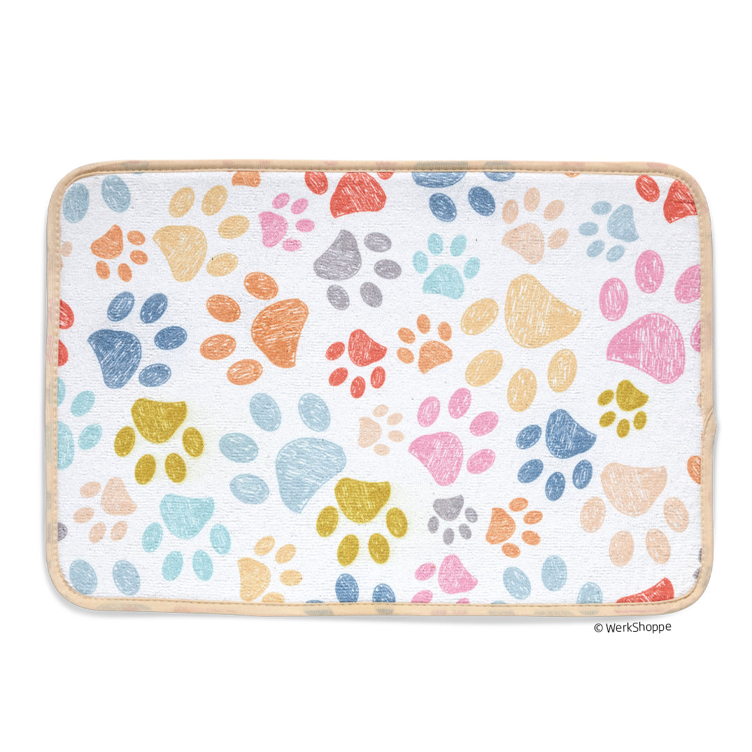Paw Prints Pet Bowl Mat