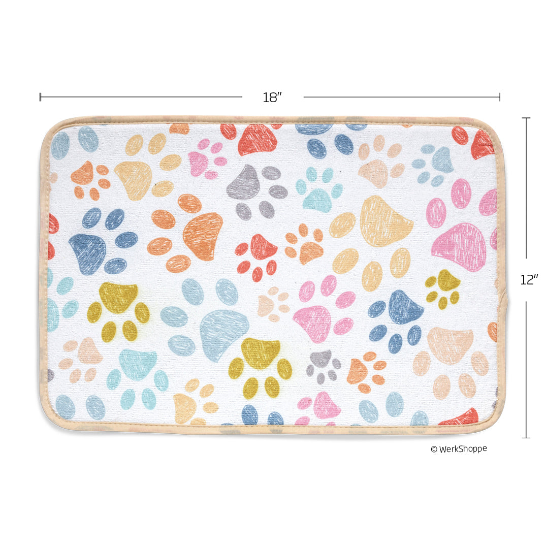 Paw Prints Pet Bowl Mat